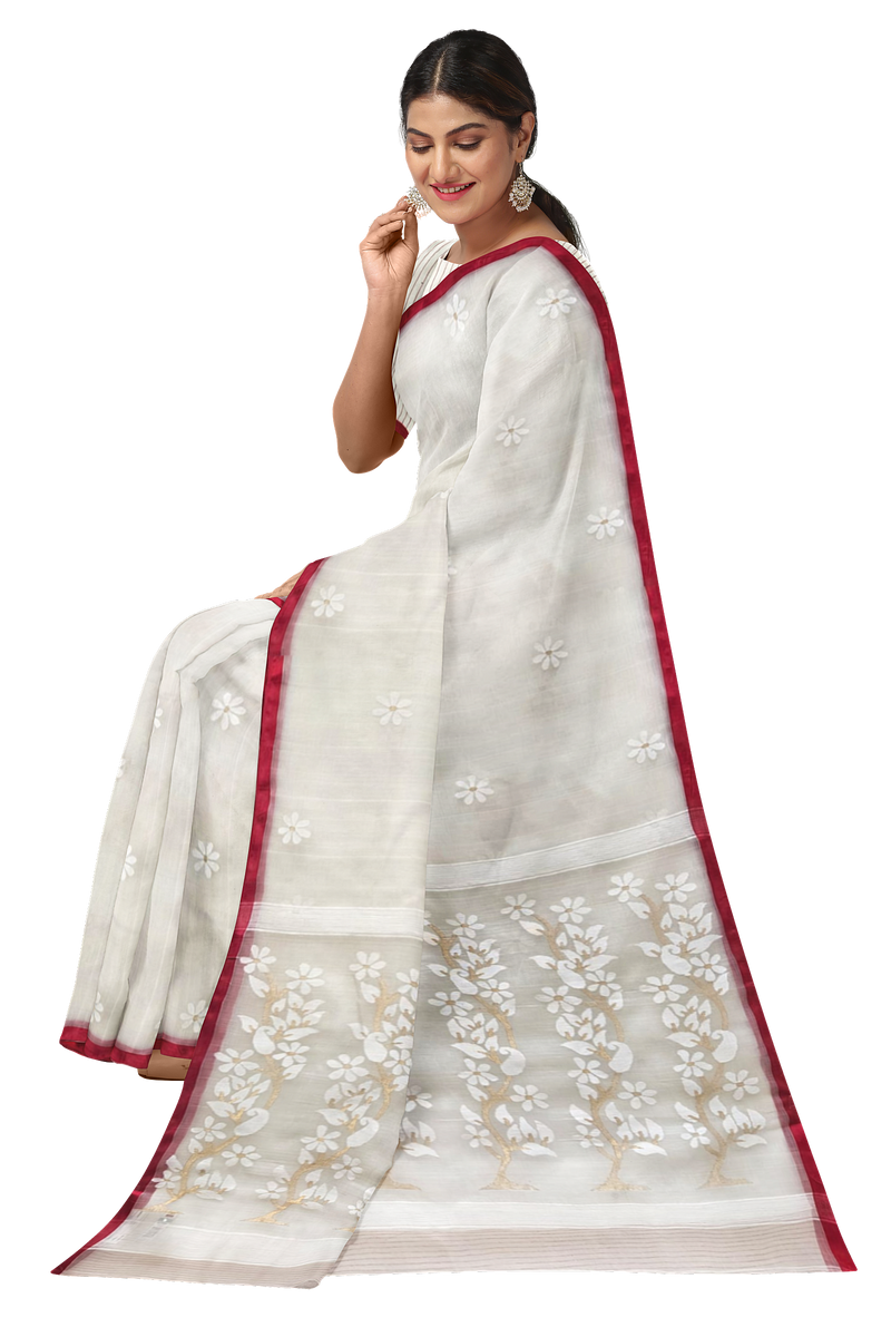 Off-White & Red Best Quality Handwoven Muslin Silk Jamdani Saree (handloom saree, silk saree, handloom silk saree, balaram saha online, silk sarees, balaram saha handloom saree store photos, balaram saha handloom saree store, silk handloom saree, bengal handloom sarees, pure silk, muslin silk saree, muslin silk, silk saree online, jamdani saree, jamdani sarees, cotton jamdani saree, jamdani cotton saree, handloom cotton saree, balaram saha online, jamdani saree online,    https://web.mit.edu/