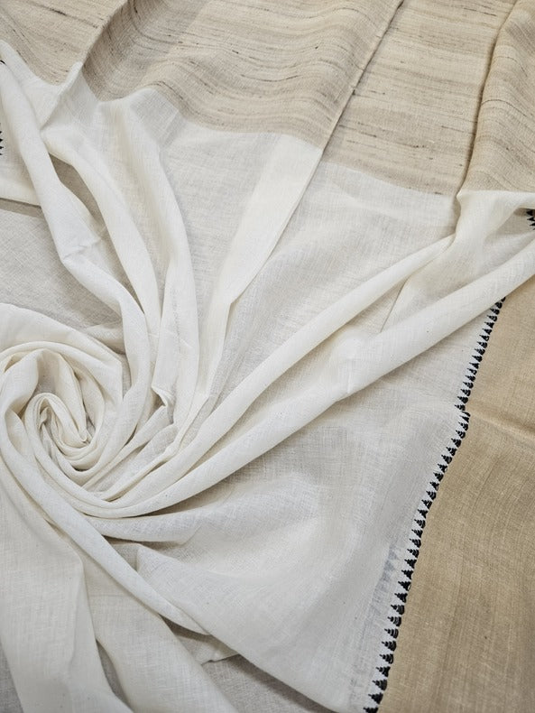 Off-White & Beige Soft Handloom Premium Cotton Saree Balaram Saha