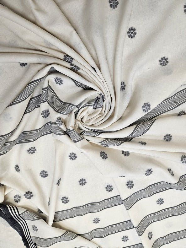 Off-White and Black Handspun Cotton Jamdani Saree by Balaram Saha - (handloom saree, jamdani saree, jamdani sarees, cotton jamdani saree, jamdani cotton saree handloom cotton saree, balaram saha online, jamdani saree online, soft jamdani saree)   https://www.imdb.com/