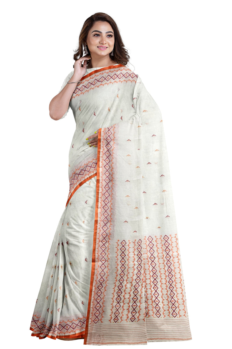 Handwoven Heaven: Off-White Cotton Jamdani Saree by Balaram Saha (handloom saree, jamdani saree, jamdani sarees, cotton jamdani saree, jamdani cotton saree handloom cotton saree, balaram saha online, jamdani saree online, soft jamdani saree)  https://in.pinterest.com/