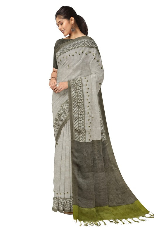 Pastel Green Premium Handloom Printed Linen Saree Balaram Saha  https://www.nytimes.com/