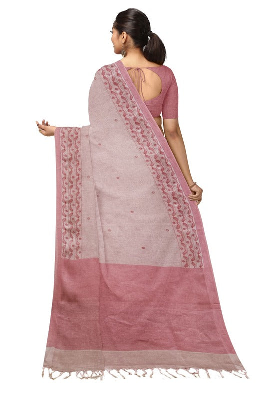 Pastel Pink Premium Handloom Printed Linen Saree Balaram Saha  https://edition.cnn.com/