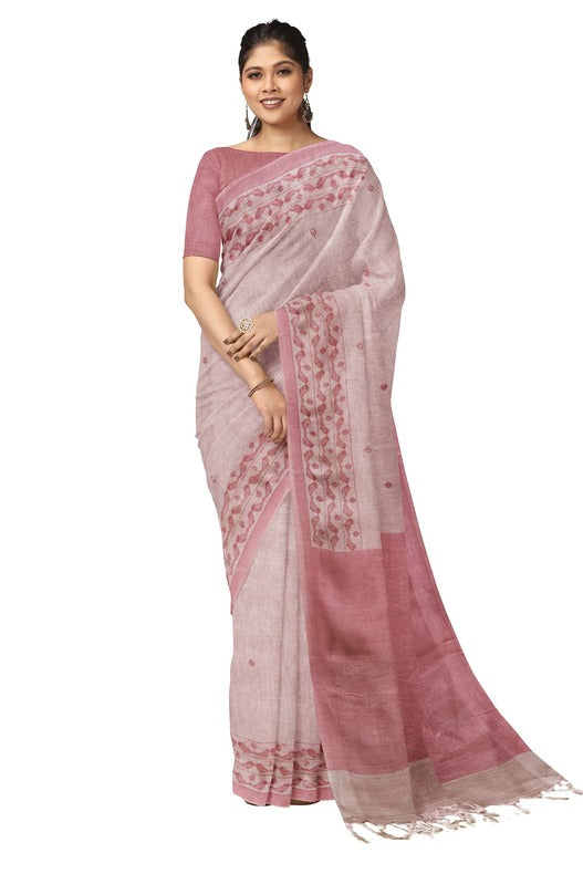 Pastel Pink Premium Handloom Printed Linen Saree Balaram Saha  https://www.paypal.com/in/home