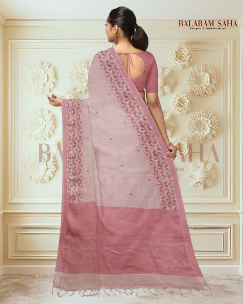 Pastel Pink Premium Handloom Printed Linen Saree Balaram Saha  https://edition.cnn.com/
