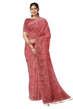 Peach Handloom Premium Linen Printed Saree Balaram Saha  https://www.independent.co.uk/asia