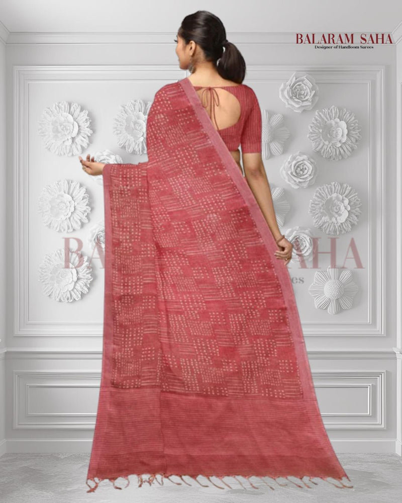 Peach Handloom Premium Linen Printed Saree Balaram Saha  https://www.hugedomains.com/