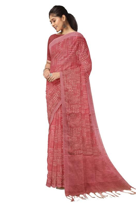 Peach Handloom Premium Linen Printed Saree Balaram Saha  https://www.businessinsider.in/?r=US&IR=T