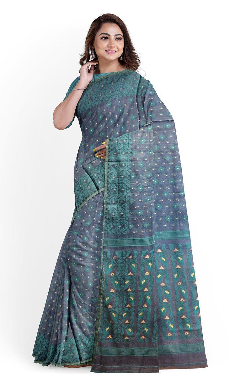 Peacock Blue & Sea Green Handloom Jacquard Jamdani Saree From Balaram Saha (handloom saree, jamdani saree, jamdani sarees, cotton jamdani saree, jamdani cotton saree, handloom cotton saree, balaram saha online, jamdani saree online, soft jamdani saree) https://www.fastcompany.com/