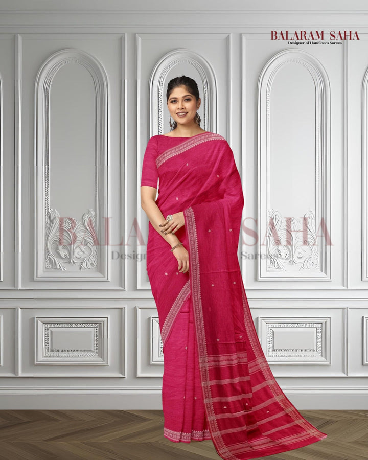 Red Soft Handloom Traditional Dhonekhali Cotton Saree Balaram Saha
