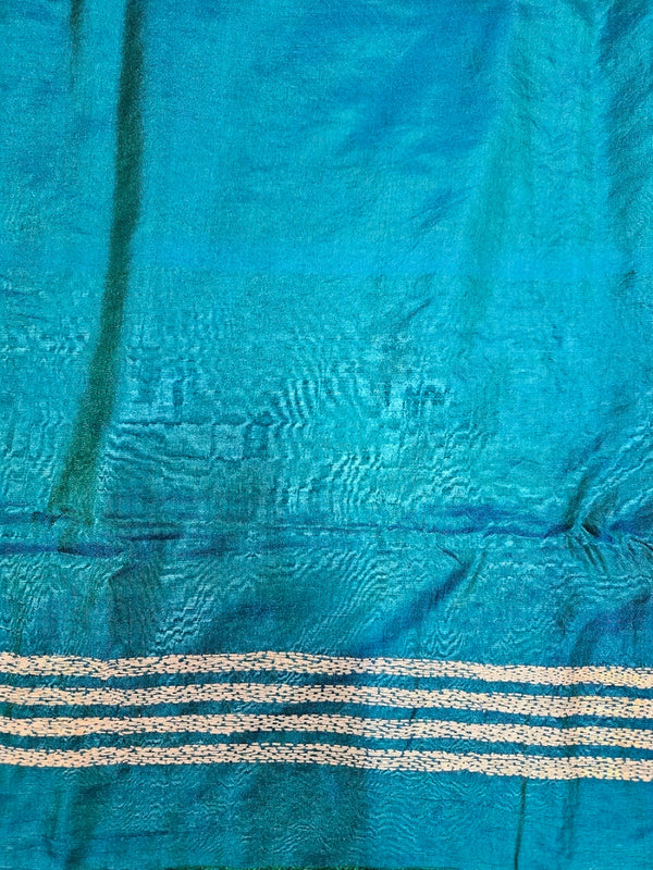 Handstitched with Love: The Handloom Tussar Silk  Kantha Saree by Balaram Saha Balaram Saha