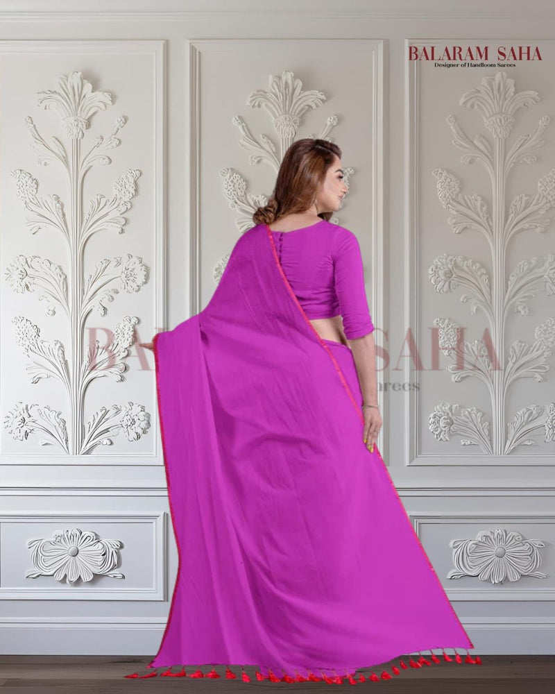 Purple Comfort & Style With our Soft Handloom Mul Cotton Saree Balaram Saha