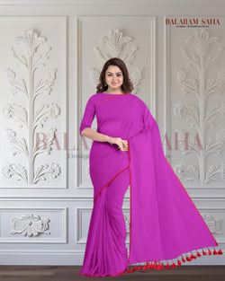 Purple Comfort & Style With our Soft Handloom Mul Cotton Saree Balaram Saha