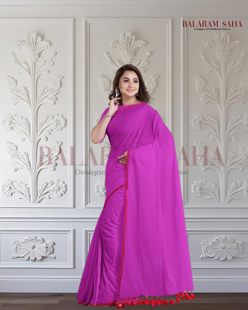 Purple Comfort & Style With our Soft Handloom Mul Cotton Saree Balaram Saha