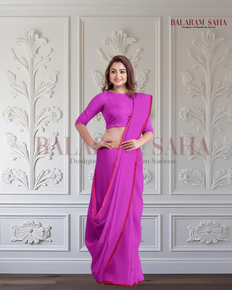 Purple Comfort & Style With our Soft Handloom Mul Cotton Saree Balaram Saha