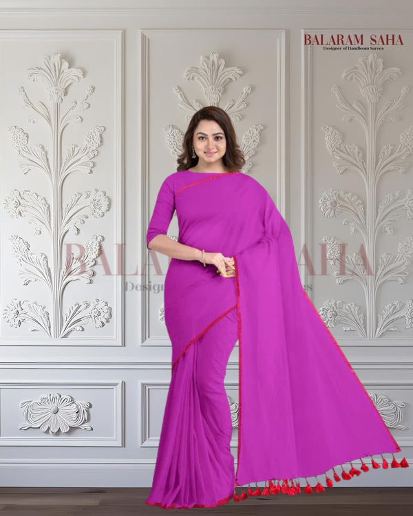 Purple Comfort & Style With our Soft Handloom Mul Cotton Saree - (cotton saree, handloom cotton saree, balaram saha online, handloom sarees, balaram saha handloom saree store photos, balaram saha handloom saree store, cotton handloom saree, pure cotton, cotton saree for women, cotton saree online, balaram saha, balaram saha handloom saree store, balaram saha saree, balaram saha online, balaram saha saree online, balaram saha gariahat, Mul Cotton, Mul Cotton Saree)
