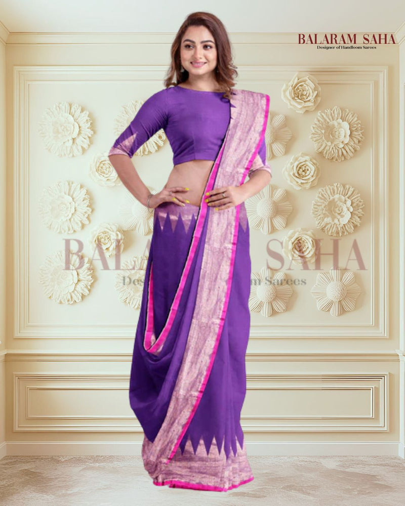 Purple & Pink Handloom Premium Cotton Saree With Temple Border Of Balaram Saha (handloom saree, cotton saree, handloom cotton saree, balaram saha online, handloom sarees, balaram saha handloom saree store photos, balaram saha handloom saree store, cotton handloom saree, bengal handloom sarees, pure cotton, Zari border, handloom cotton saree with zari border, soft cotton saree with zari border, cotton saree for women, cotton saree online) http://www.slideshare.net/