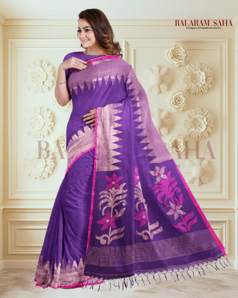Purple & Pink Handloom Premium Cotton Saree With Temple Border Of Balaram Saha (handloom saree, cotton saree, handloom cotton saree, balaram saha online, handloom sarees, balaram saha handloom saree store photos, balaram saha handloom saree store, cotton handloom saree, bengal handloom sarees, pure cotton, Zari border, handloom cotton saree with zari border, soft cotton saree with zari border, cotton saree for women, cotton saree online) https://www.yelp.com/
