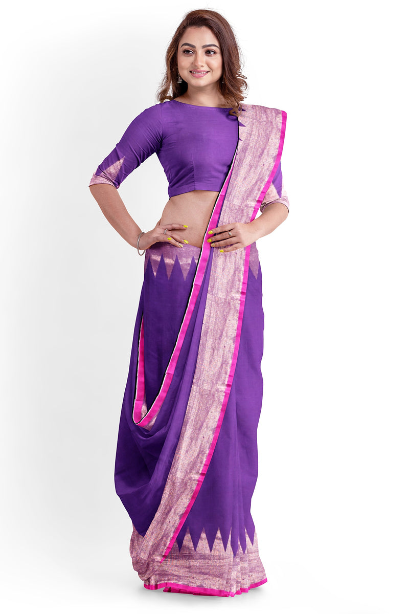 Purple & Pink Handloom Premium Cotton Saree With Temple Border Of Balaram Saha (handloom saree, cotton saree, handloom cotton saree, balaram saha online, handloom sarees, balaram saha handloom saree store photos, balaram saha handloom saree store, cotton handloom saree, bengal handloom sarees, pure cotton, Zari border, handloom cotton saree with zari border, soft cotton saree with zari border, cotton saree for women, cotton saree online) http://www.slideshare.net/