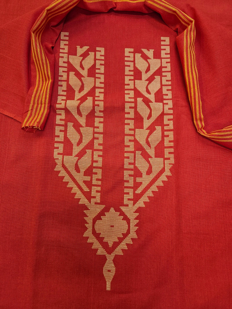 Red & Beige Handwoven Cotton Jamdani Unisex Kurta Piece Balaram Saha   https://fr.wikipedia.org/wiki/Wikip%C3%A9dia:Accueil_principal