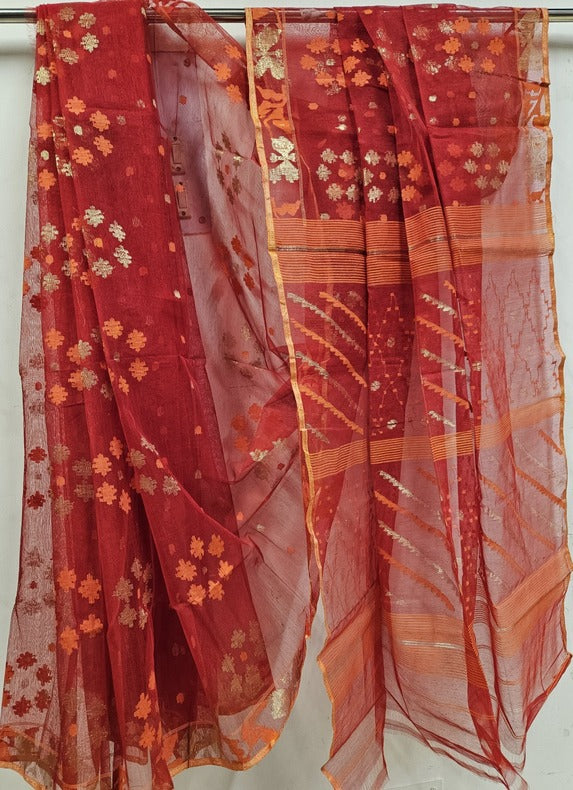 Red and Orange Handwoven Bangladesh Silk Jamdani Saree by Balaram Saha - (silk saree, silk jamdani saree, jamdani saree, jamdani sarees, cotton jamdani saree, jamdani cotton saree, balaram saha online, jamdani saree online, soft jamdani saree)   https://www.foxnews.com/