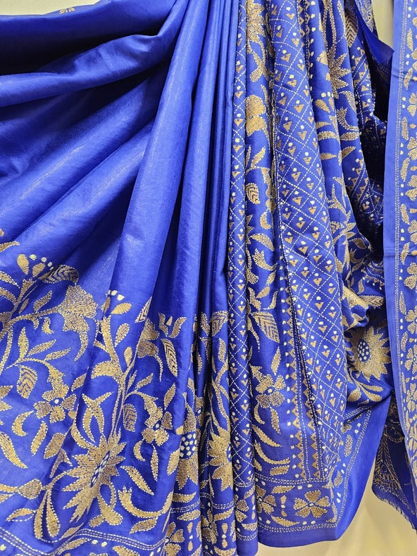 Royal Blue Handstitched Kantha Silk Saree by Balaram Saha - (handloom saree, silk saree, handloom silk saree, balaram saha online, silk sarees, silk handloom saree, bengal handloom sarees, pure silk, silk saree online, bengali silk saree, soft silk sarees, saree silk saree, katan silk saree, pure silk saree, cotton silk saree, kantha silk saree, silk sarees for wedding, silk saree collection, handloom silk sarees) https://www.thetimes.com/