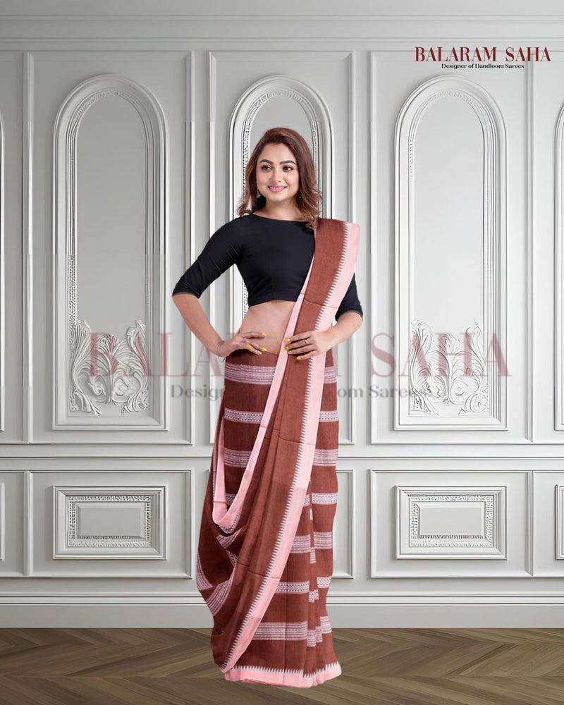 Rust & White Soft Handloom Dhonekali Cotton Saree From Balaram Saha (handloom saree, cotton saree, handloom cotton saree, balaram saha online, handloom sarees, balaram saha handloom saree store photos, balaram saha handloom saree store, cotton handloom saree, bengal handloom sarees, pure cotton, cotton saree for women, cotton saree online)  https://www.websitescrawl.com/websites-list-488