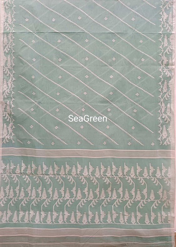 Sea Green & white Handwoven traditional Cotton Jamdani Saree - (handloom saree, cotton saree, handloom cotton saree, balaram saha online, handloom sarees, balaram saha handloom saree store photos, balaram saha handloom saree store, cotton handloom saree, bengal handloom sarees, pure cotton, cotton saree for women, cotton saree online)    https://www.ibm.com/in-en