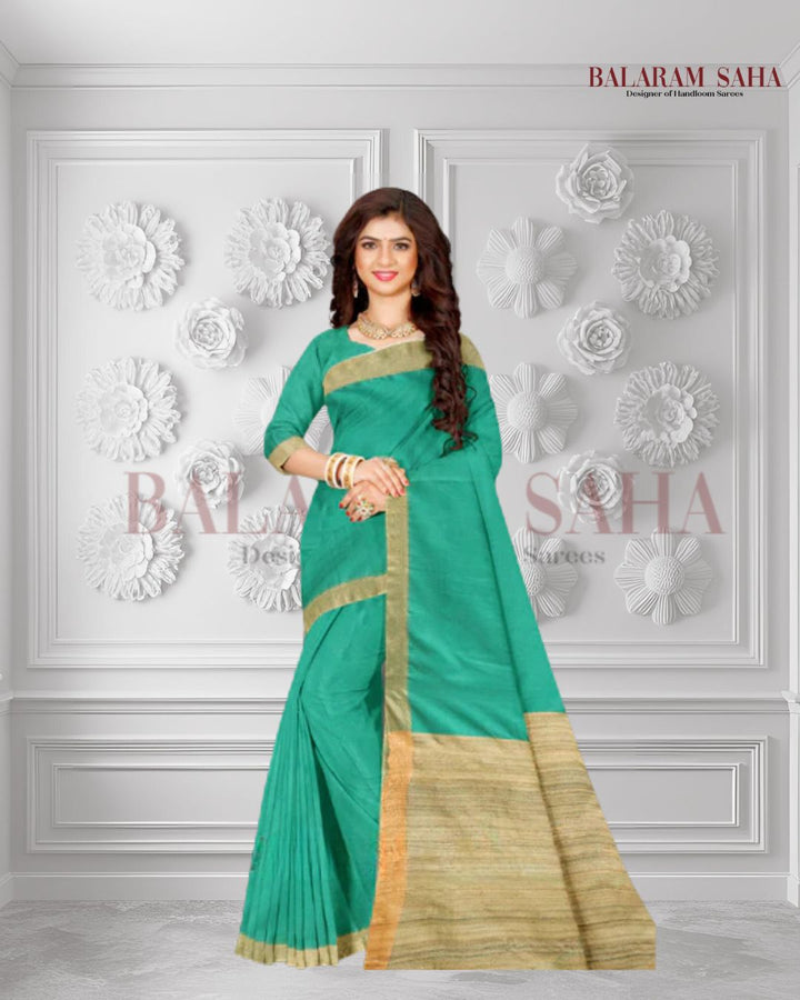 Serene Serenity: Balaram Saha's Sea Green Handloom Cotton Saree Creation (handloom saree, cotton saree, handloom cotton saree, balaram saha online, handloom sarees, balaram saha handloom saree store photos, balaram saha handloom saree store, cotton handloom saree, bengal handloom sarees, pure cotton, cotton saree for women, cotton saree online)  https://vimeo.com/