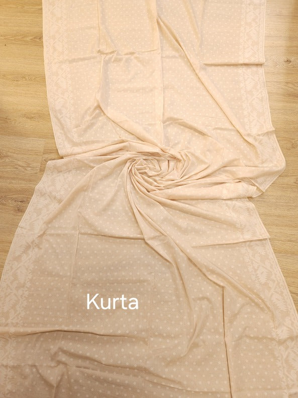 Soft Cream Dream Cotton 2 Piece Jamdani Kurta & Dupatta Set