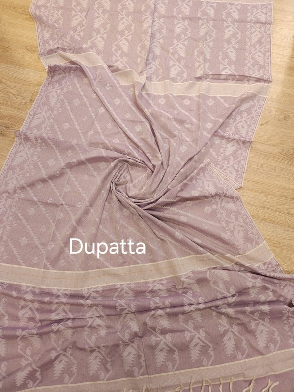 Soft Mauve Serenity 2 Piece Cotton Jamdani Kurta & Dupatta Set  https://vk.com/