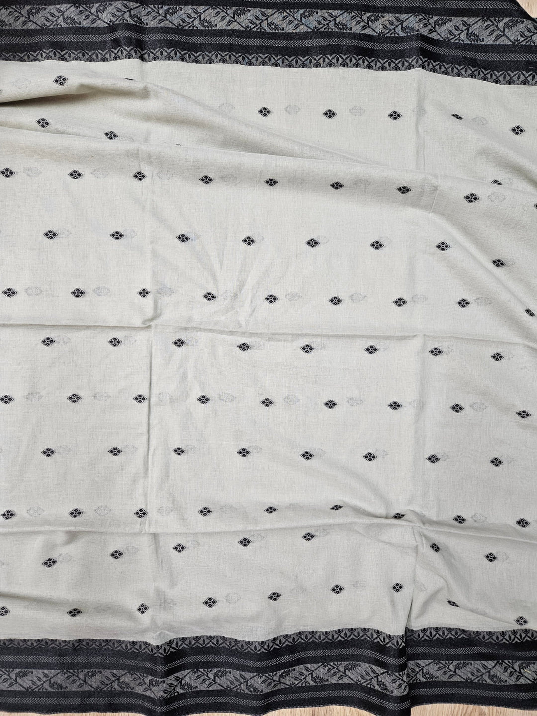 Dusty Green | Drape yourself in Timeless Elegance With this Exquisite Handloom Cotton Saree Balaram Saha