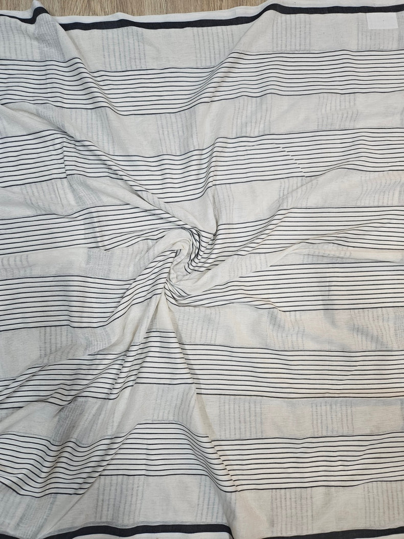 White & Black Premium Handloom Cotton Ckecks Saree Balaram Saha