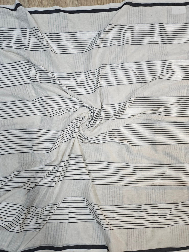 White & Black Premium Handloom Cotton Ckecks Saree Balaram Saha