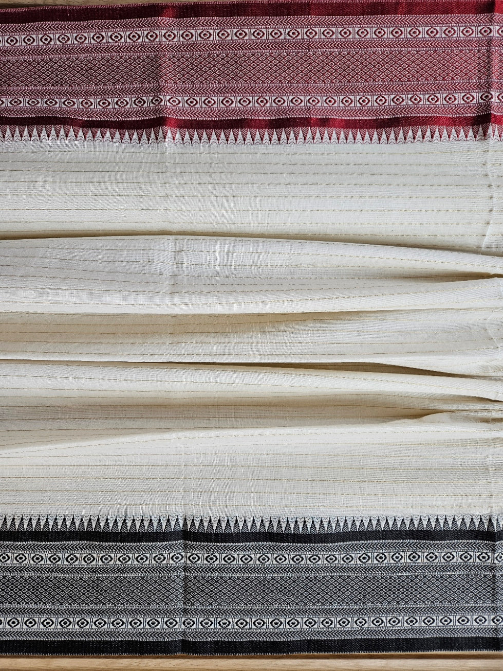 Off-White | Elevate your Everyday Elegance with this Exquisite Handloom Cotton Saree Balaram Saha