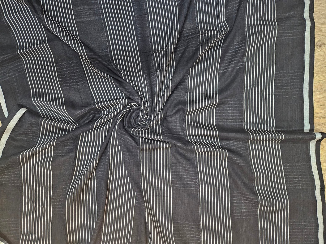 Black & White Premium Handloom Cotton Checks Saree Balaram Saha