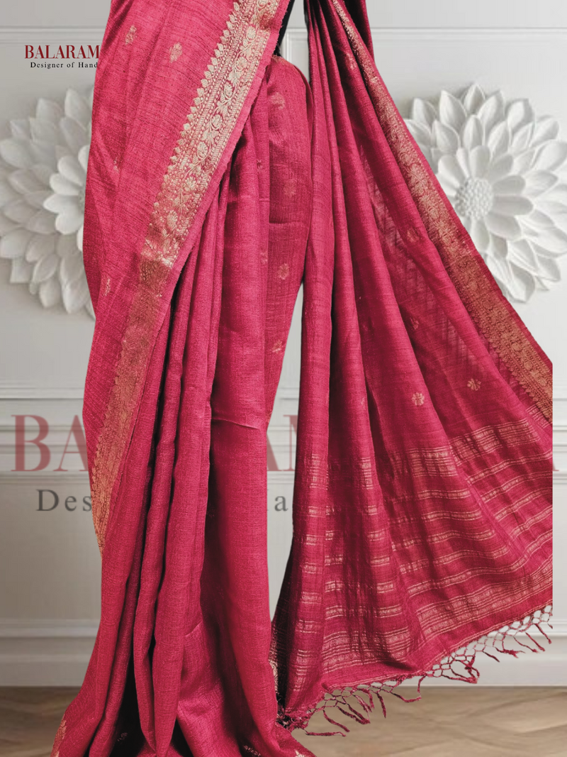 Red Soft Handloom premium Matka Silk Saree With Zari Border Balaram Saha