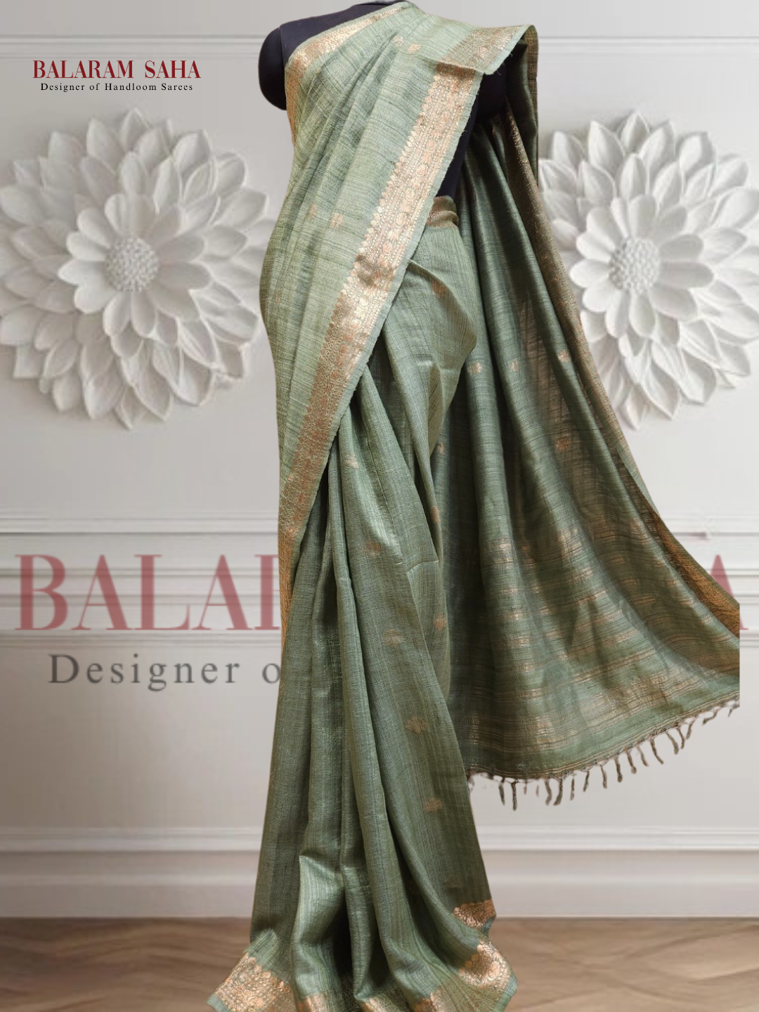 Pastel Green Soft Handloom premium Matka Silk Saree With Zari Border Balaram Saha