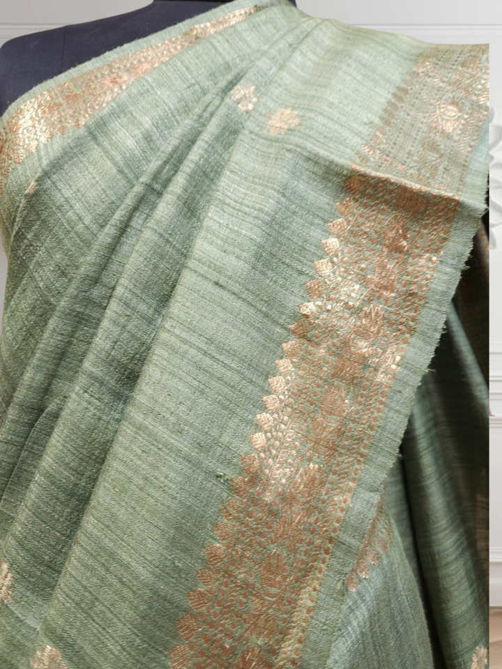 Pastel Green Soft Handloom premium Matka Silk Saree With Zari Border Balaram Saha