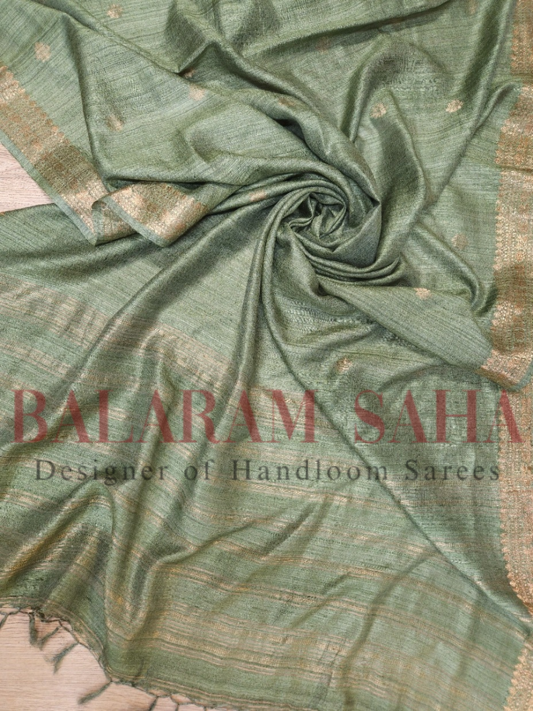 Pastel Green Soft Handloom premium Matka Silk Saree With Zari Border Balaram Saha