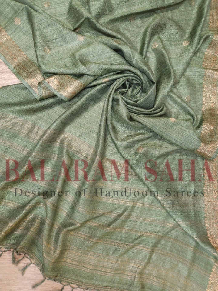 Pastel Green Soft Handloom premium Matka Silk Saree With Zari Border Balaram Saha
