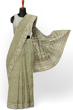 Light Green & White Handwoven Muslin Silk Jamdani Saree Balaram Saha  https://www.hugedomains.com/