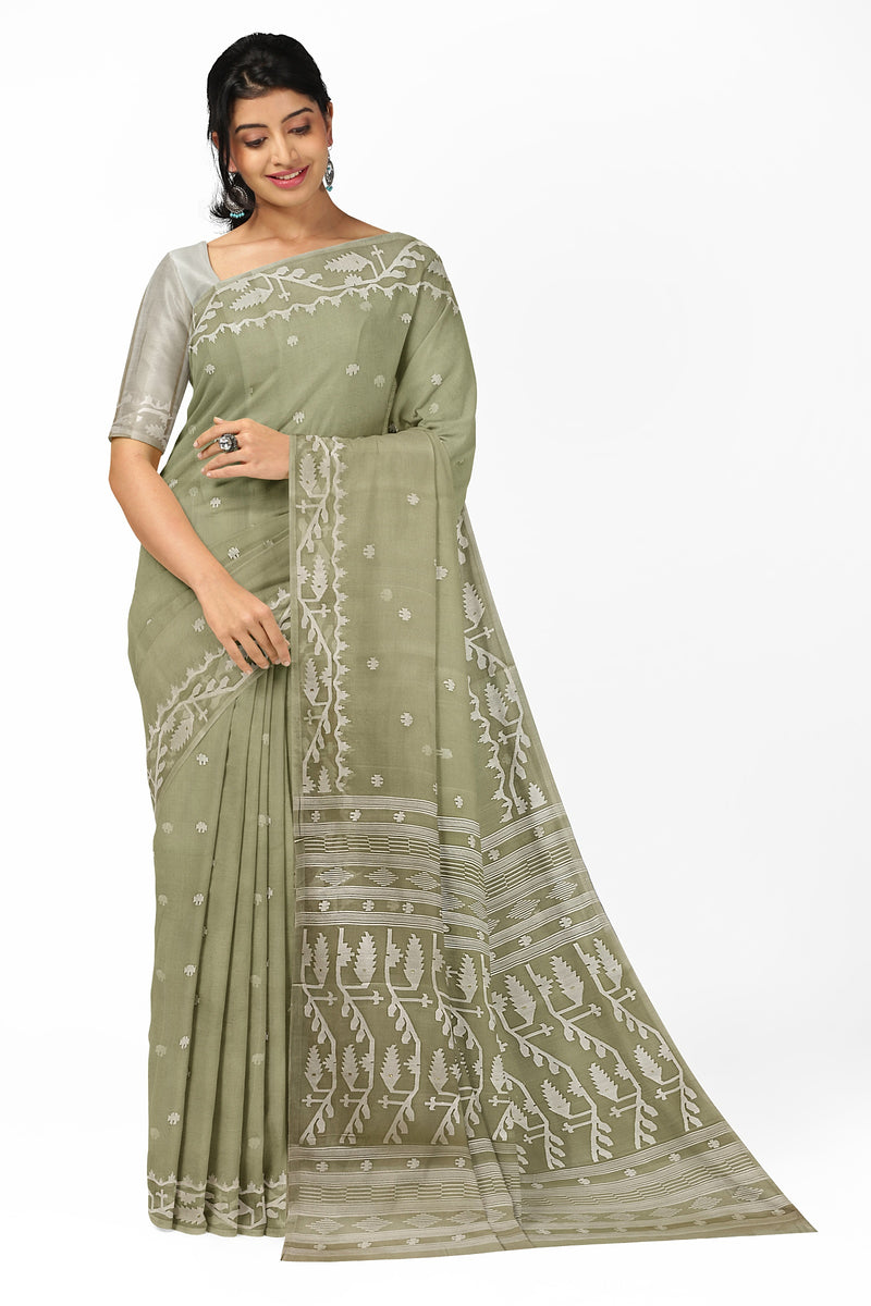 Light Green & White Handwoven Muslin Silk Jamdani Saree Balaram Saha     https://www.mediafire.com/