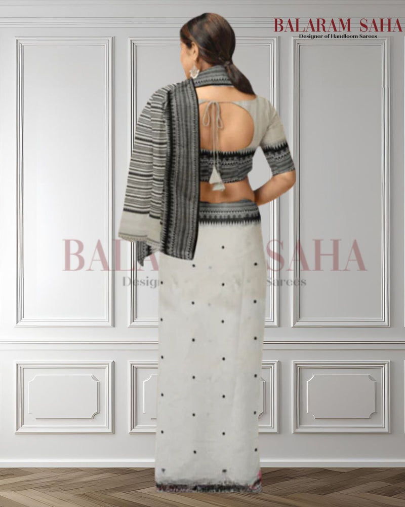  The Balaam Saha Signature: White and Black Handloom Soft Cotton Saree - (handloom saree, cotton saree, handloom cotton saree, balaram saha online, handloom sarees, cotton handloom saree, bengal handloom sarees)     https://es.wikipedia.org/wiki/Wikipedia:Portada