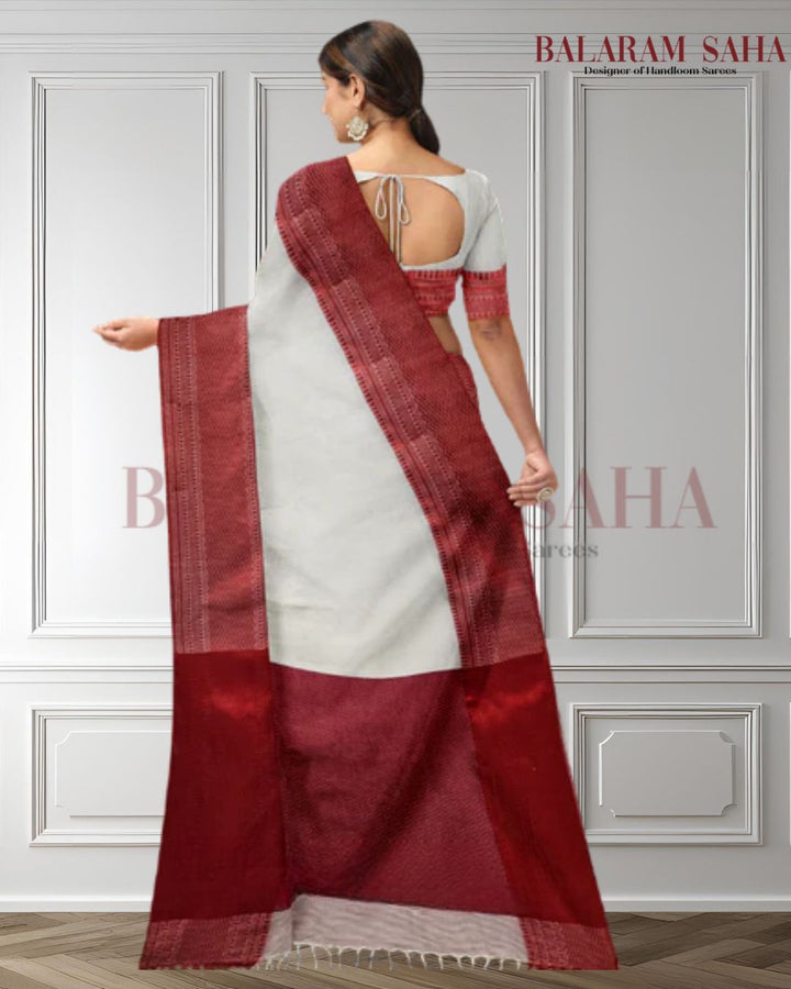 Balaram Saha's Off White Handloom Cotton Saree with Red Contrast Border - (handloom saree, cotton saree, handloom cotton saree, balaram saha online, handloom sarees, cotton handloom saree, bengal handloom sarees, pure cotton, cotton saree for women, cotton saree online)   https://www.disney.com/
