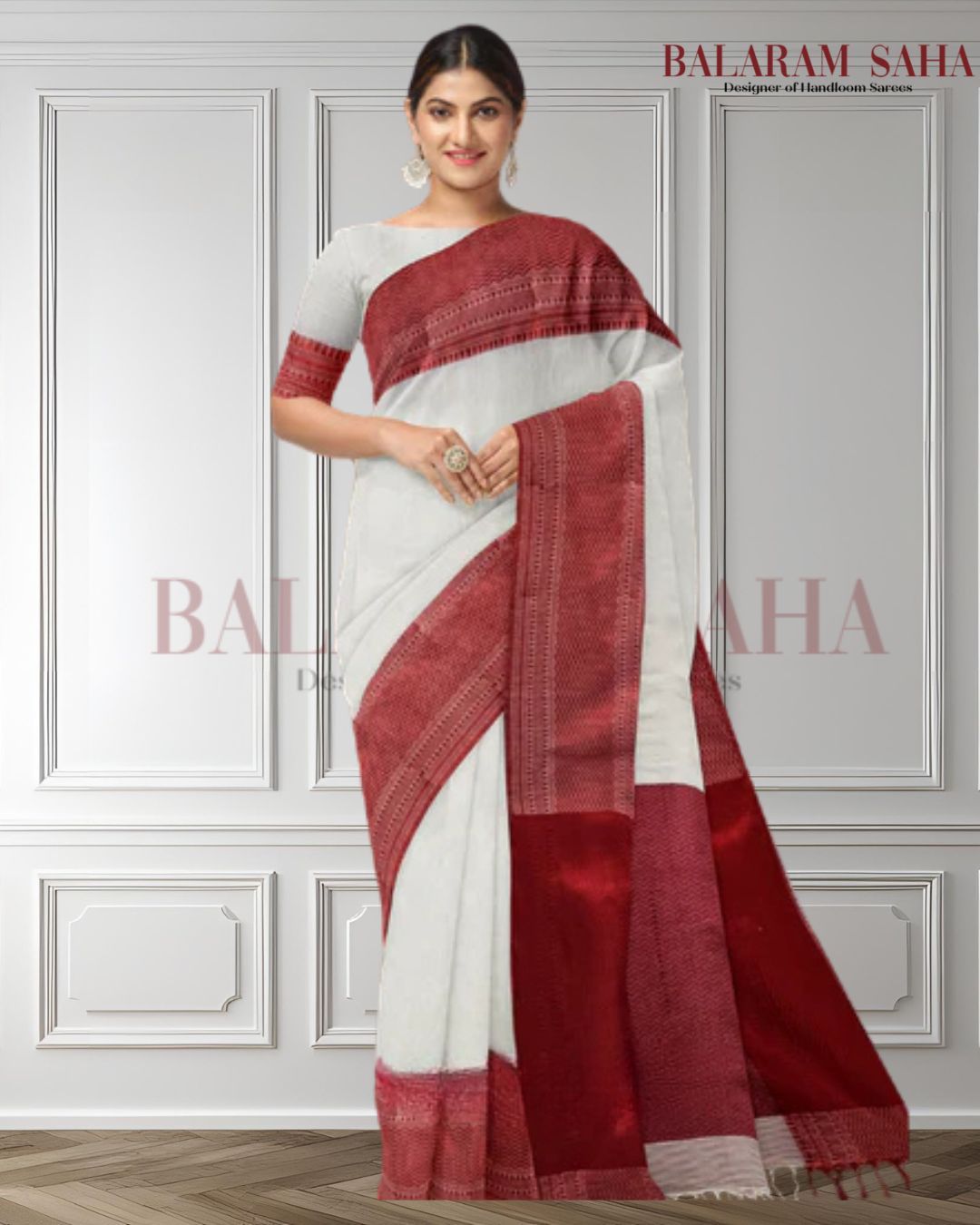 Balaram Saha's Off White Handloom Cotton Saree with Red Contrast Border - (handloom saree, cotton saree, handloom cotton saree, balaram saha online, handloom sarees, cotton handloom saree, bengal handloom sarees, pure cotton, cotton saree for women, cotton saree online)     https://www.wikihow.com/Main-Page