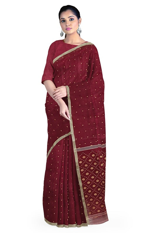 Traditional Maroon & Beige Handwoven Cotton Jamdani Saree By Balaram Saha - (handloom saree, cotton saree, handloom cotton saree, balaram saha online, handloom sarees, balaram saha handloom saree store photos, balaram saha handloom saree store, cotton handloom saree, bengal handloom sarees, pure cotton, cotton saree for women, cotton saree online)   https://www.nationalgeographic.com/