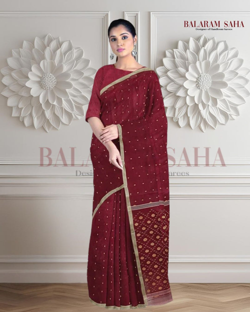 Traditional Maroon & Beige Handwoven Cotton Jamdani Saree By Balaram Saha - (handloom saree, cotton saree, handloom cotton saree, balaram saha online, handloom sarees, balaram saha handloom saree store photos, balaram saha handloom saree store, cotton handloom saree, bengal handloom sarees, pure cotton, cotton saree for women, cotton saree online)   https://www.nationalgeographic.com/