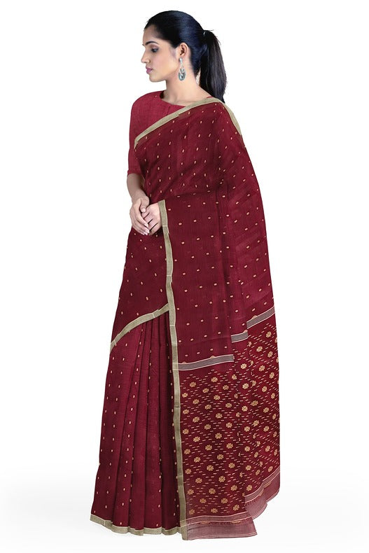 Traditional Maroon & Beige Handwoven Cotton Jamdani Saree By Balaram Saha - (handloom saree, cotton saree, handloom cotton saree, balaram saha online, handloom sarees, balaram saha handloom saree store photos, balaram saha handloom saree store, cotton handloom saree, bengal handloom sarees, pure cotton, cotton saree for women, cotton saree online)     https://www.leparisien.fr/