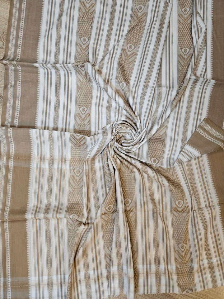 Off-White Beige  Handloom Traditional Dhonekali Saree&nbsp; Balaram Saha
