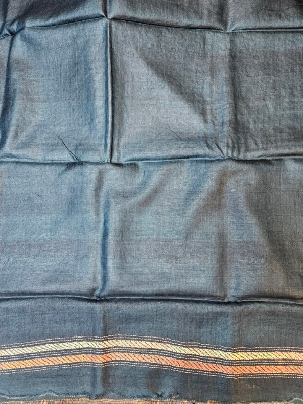 Sophisticated in Brown & Blue: Balaram Saha’s Masterpiece Kantha Tussar Silk Saree Balaram Saha